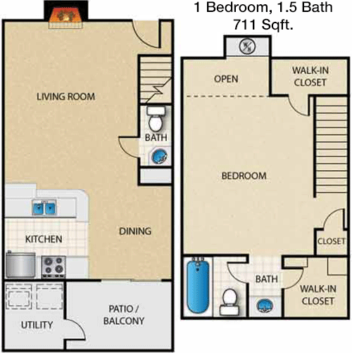 711 sq ft floorplan layout