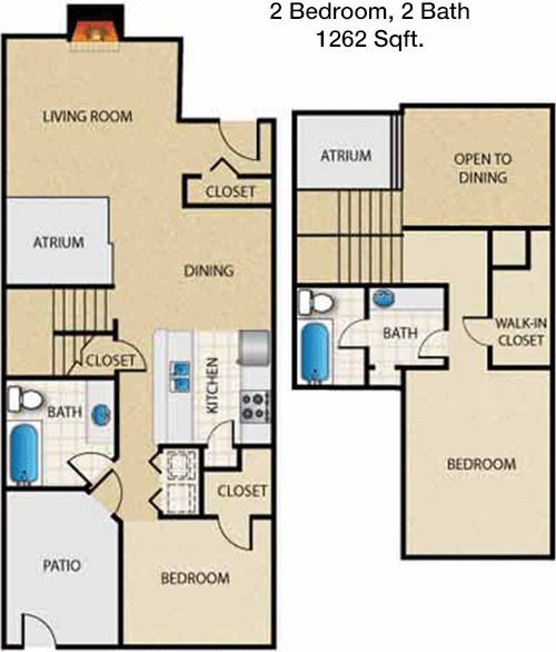 1,262 sq ft floorplan layout