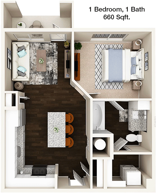 660 sq ft floorplan layout