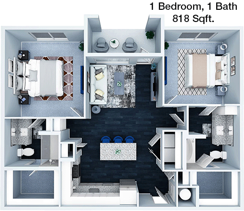 818 sq ft floorplan layout