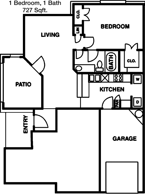 727 sq ft floorplan layout