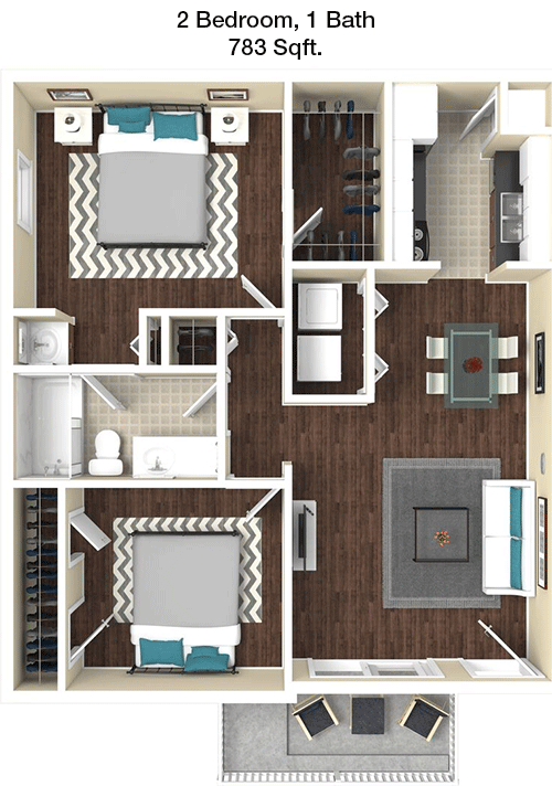 783 sq ft floorplan layout