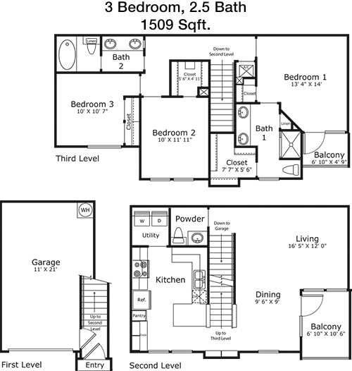 1,509 sq ft floorplan layout