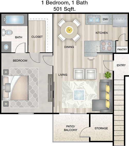 501 sq ft floorplan layout