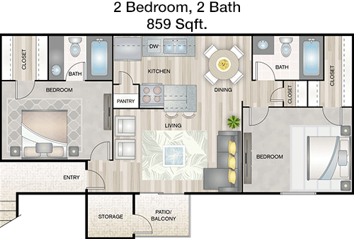 859 sq ft floorplan layout