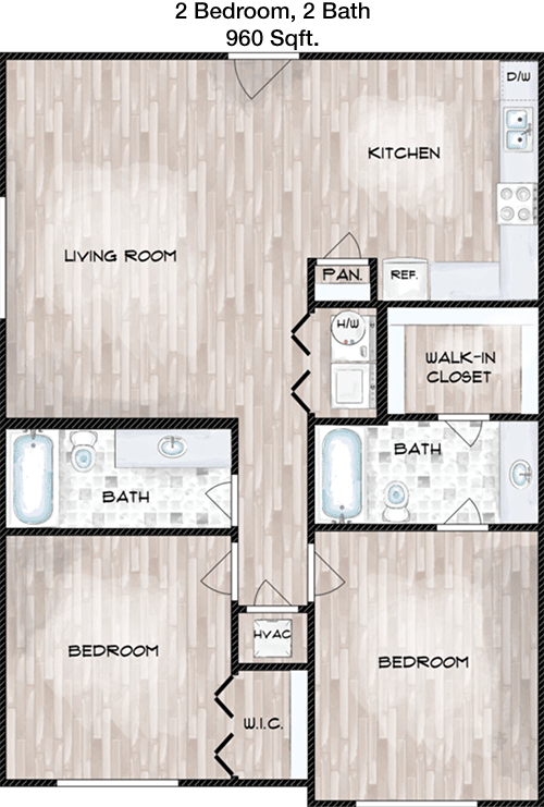 960 sq ft floorplan layout