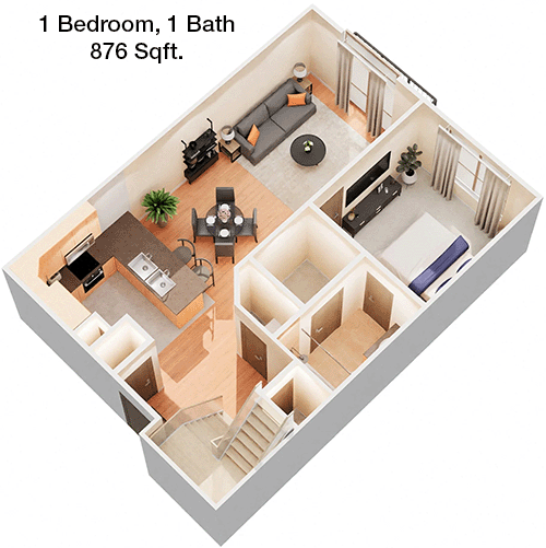 876 sq ft floorplan layout