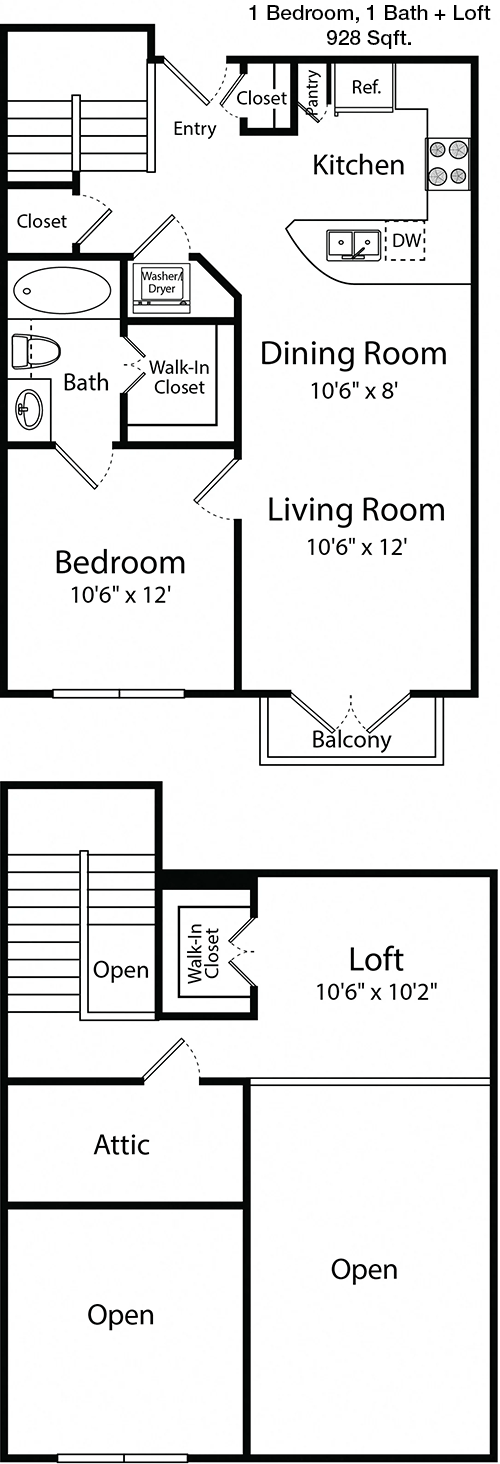 928 sq ft floorplan layout