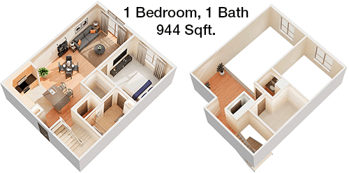 944 sq ft floorplan layout