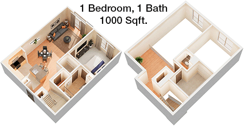 1,000 sq ft floorplan layout