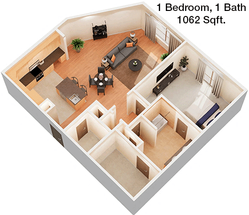 1,062 sq ft floorplan layout