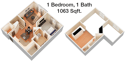 1,063 sq ft floorplan layout