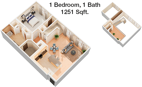 1,251 sq ft floorplan layout