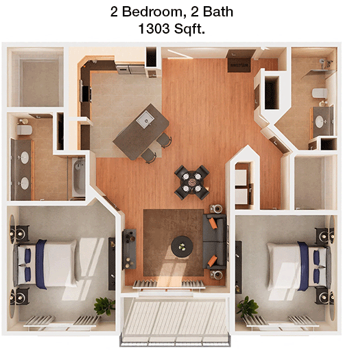 1,303 sq ft floorplan layout