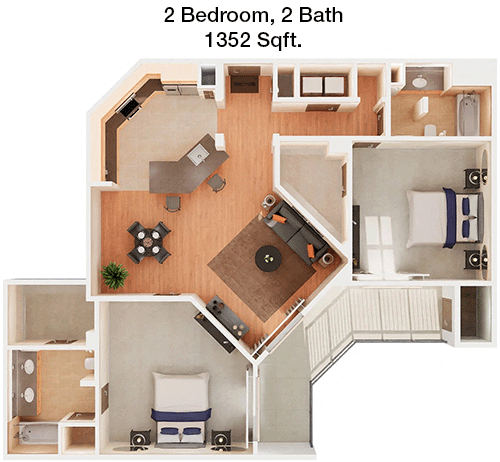 1,352 sq ft floorplan layout