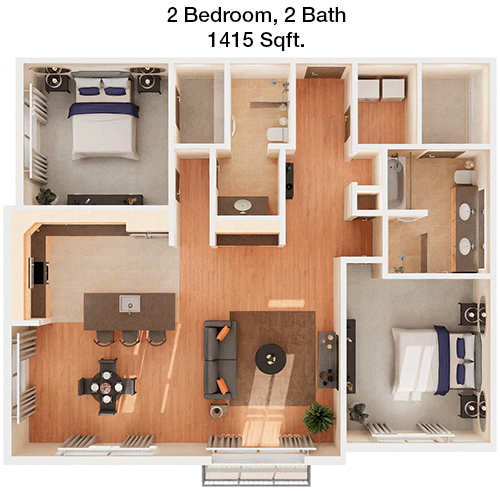 1,415 sq ft floorplan layout