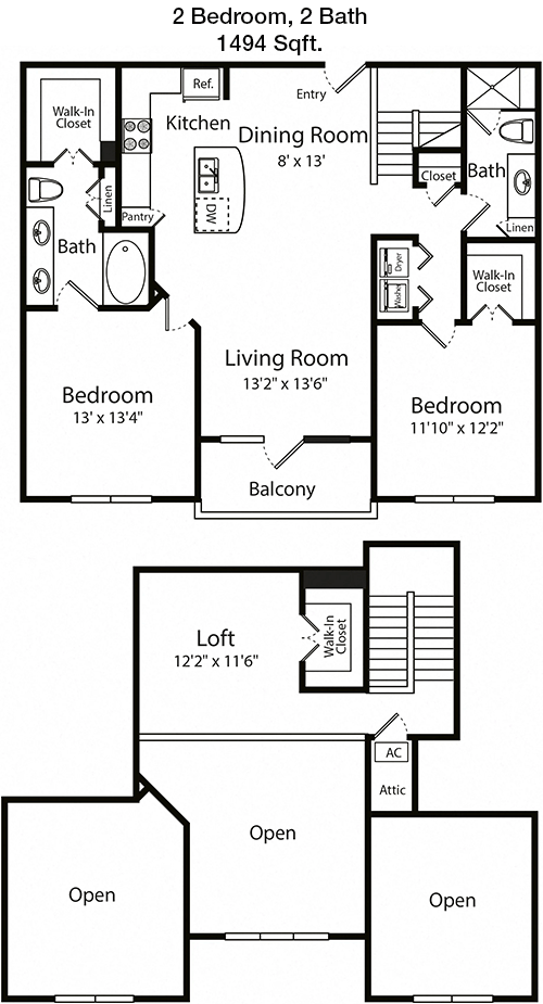 1,494 sq ft floorplan layout