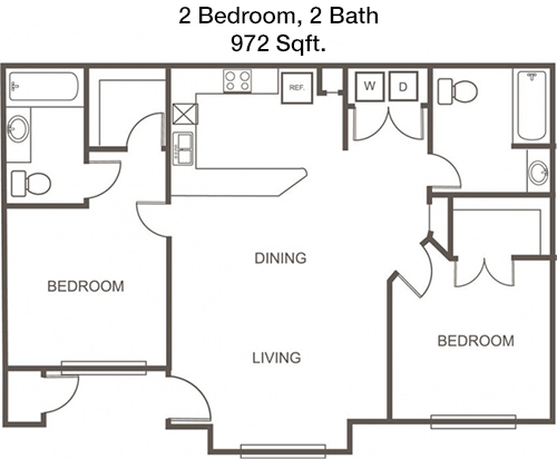 972 sq ft floorplan layout