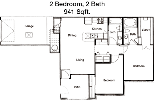 941 sq ft floorplan layout