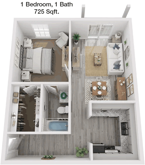 725 sq ft floorplan layout