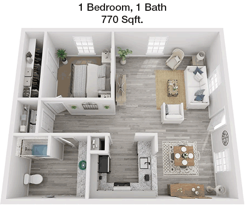 770 sq ft floorplan layout