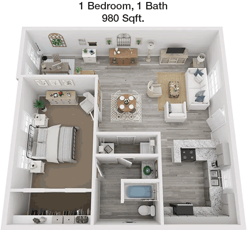 980 sq ft floorplan layout