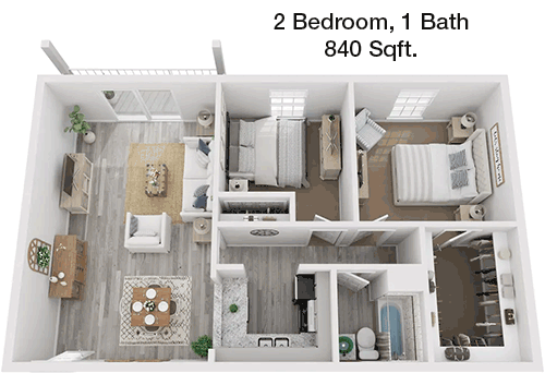 840 sq ft floorplan layout