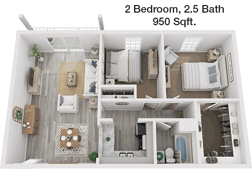950 sq ft floorplan layout