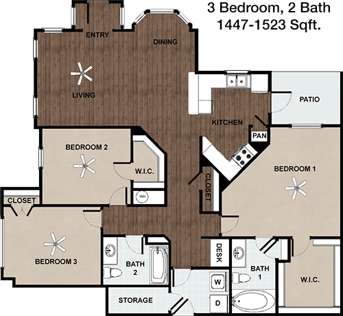 1,447 sq ft floorplan layout