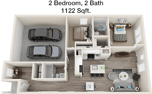 1,122 sq ft floorplan layout