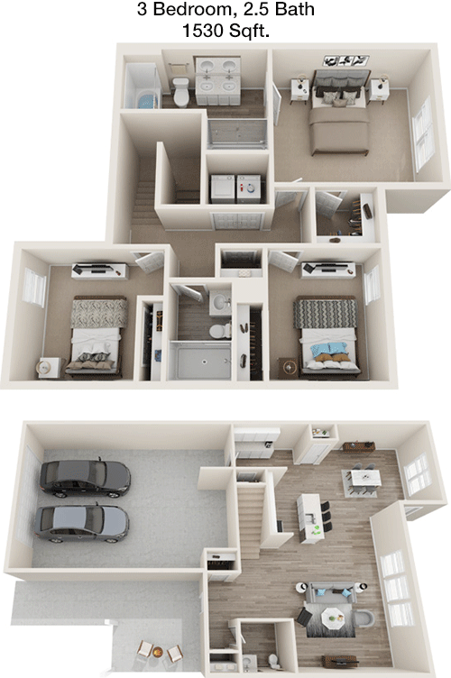 1,530 sq ft floorplan layout