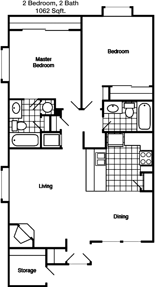 1,062 sq ft floorplan layout