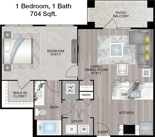 704 sq ft floorplan layout
