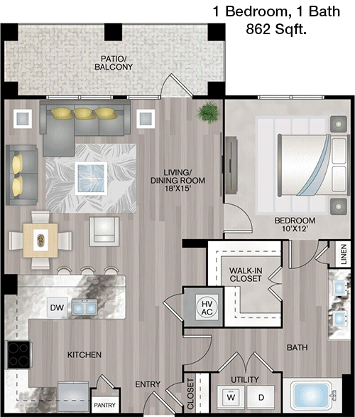 862 sq ft floorplan layout