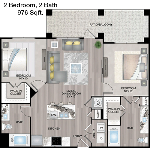 976 sq ft floorplan layout