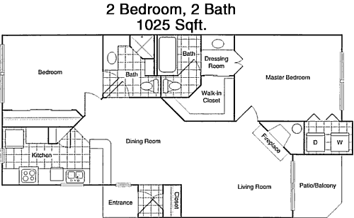 1,025 sq ft floorplan layout