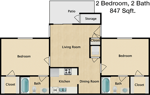 847 sq ft floorplan layout