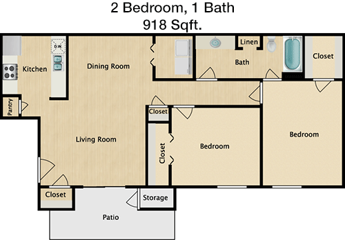 918 sq ft floorplan layout
