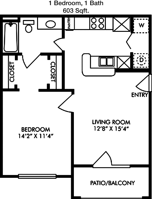 603 sq ft floorplan layout