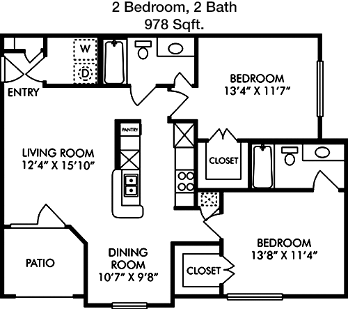 978 sq ft floorplan layout