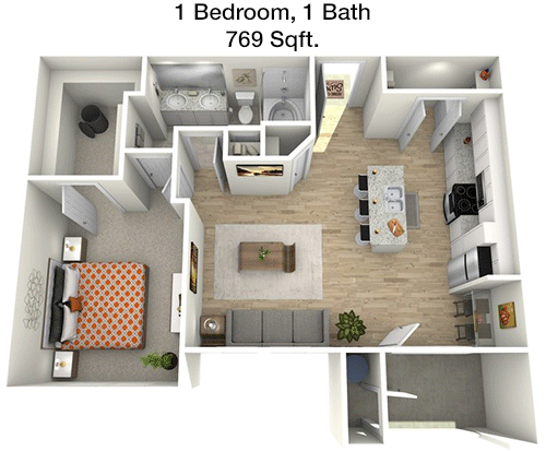 769 sq ft floorplan layout