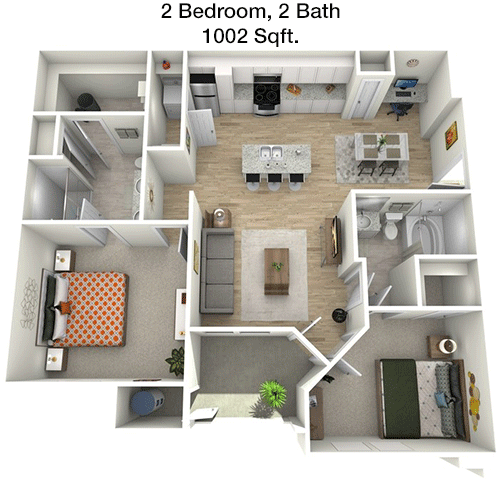 1,002 sq ft floorplan layout