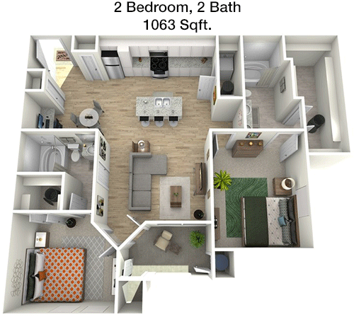 1,063 sq ft floorplan layout