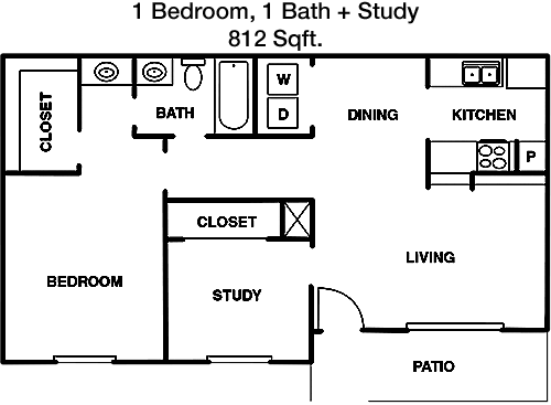 812 sq ft floorplan layout