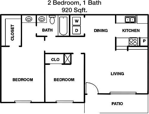 920 sq ft floorplan layout