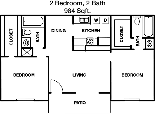 984 sq ft floorplan layout