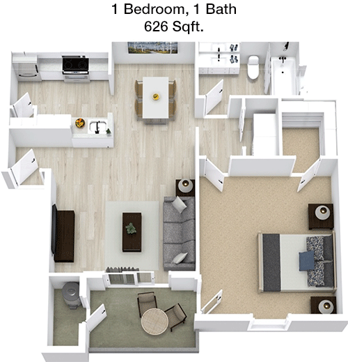 626 sq ft floorplan layout