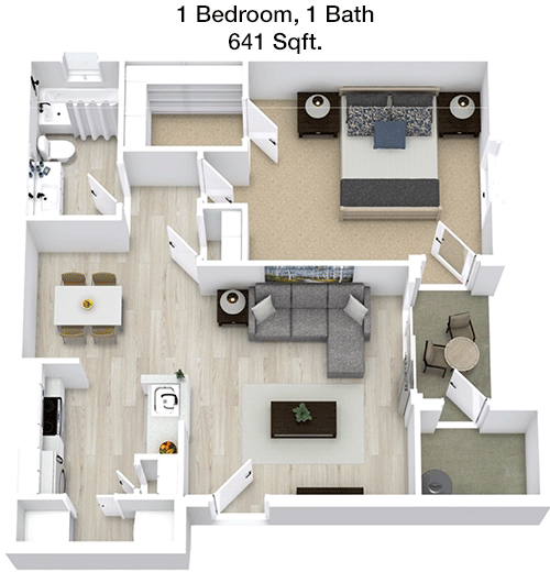641 sq ft floorplan layout