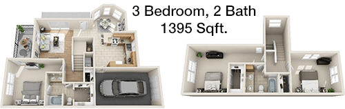 1,395 sq ft floorplan layout
