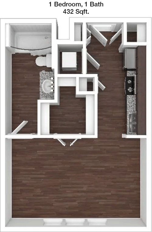 432 sq ft floorplan layout
